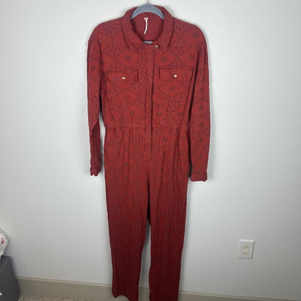 Free People Rust Eyelet Utility Jumpsuit - Picture 2 of 8